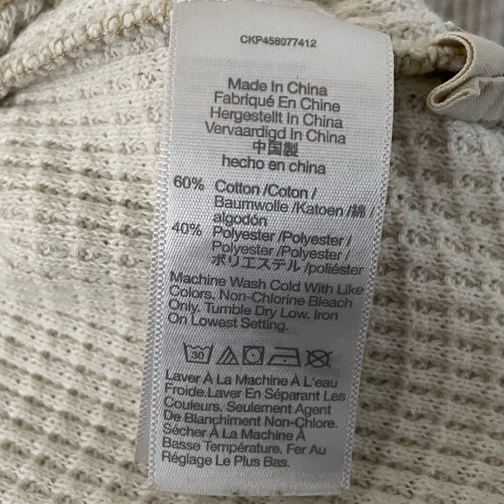 Madewell Cream Split Neck Super Warm Waffle Top Sz Large - Picture 5 of 5